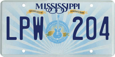MS license plate LPW204