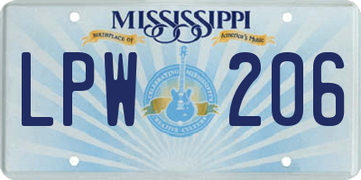 MS license plate LPW206
