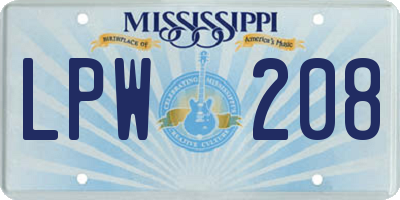 MS license plate LPW208