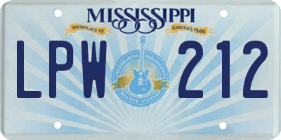 MS license plate LPW212