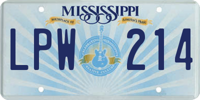 MS license plate LPW214
