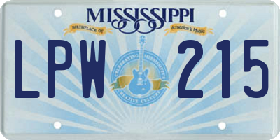 MS license plate LPW215