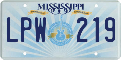 MS license plate LPW219