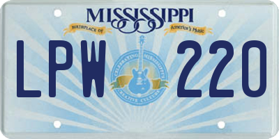 MS license plate LPW220