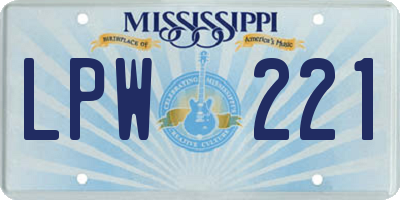 MS license plate LPW221