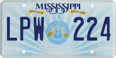 MS license plate LPW224
