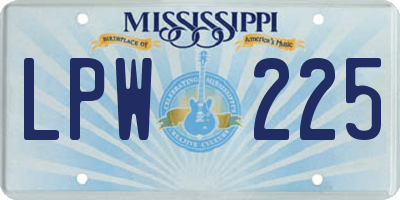 MS license plate LPW225