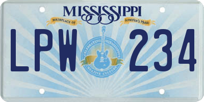 MS license plate LPW234