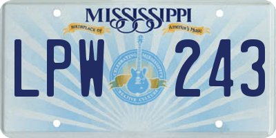 MS license plate LPW243