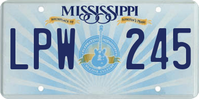 MS license plate LPW245