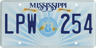 MS license plate LPW254