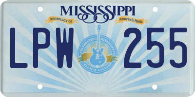 MS license plate LPW255