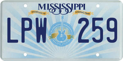 MS license plate LPW259