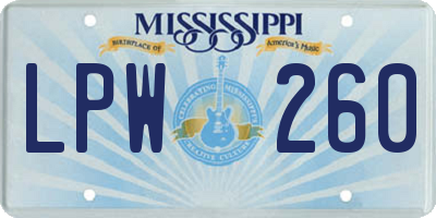 MS license plate LPW260