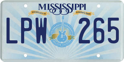 MS license plate LPW265