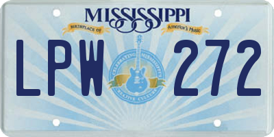 MS license plate LPW272