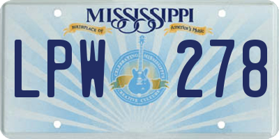 MS license plate LPW278