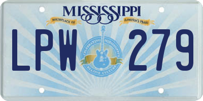 MS license plate LPW279