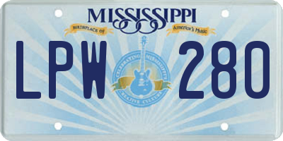 MS license plate LPW280