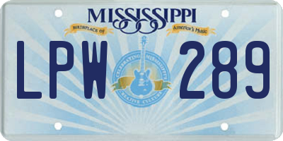 MS license plate LPW289