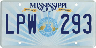 MS license plate LPW293