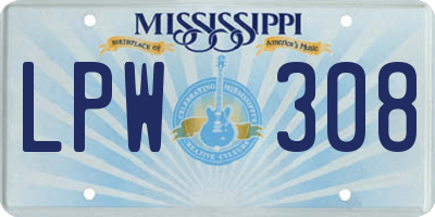 MS license plate LPW308