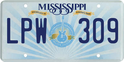 MS license plate LPW309