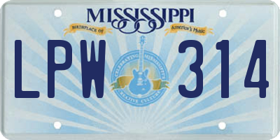 MS license plate LPW314