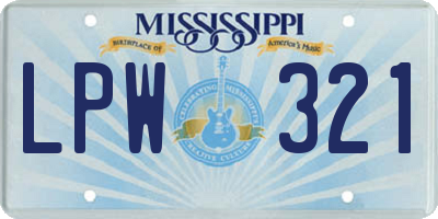 MS license plate LPW321