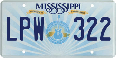 MS license plate LPW322
