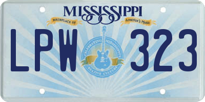 MS license plate LPW323