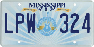 MS license plate LPW324