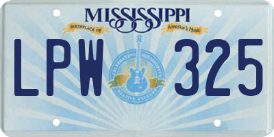 MS license plate LPW325