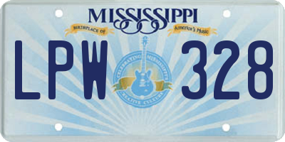 MS license plate LPW328