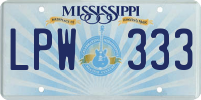 MS license plate LPW333