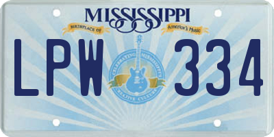 MS license plate LPW334