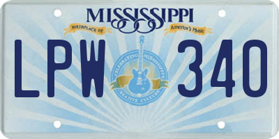 MS license plate LPW340