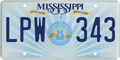 MS license plate LPW343