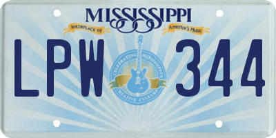 MS license plate LPW344