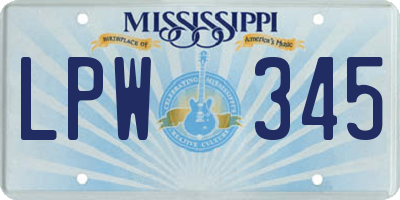 MS license plate LPW345