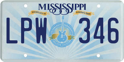 MS license plate LPW346