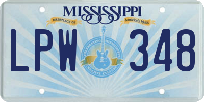 MS license plate LPW348
