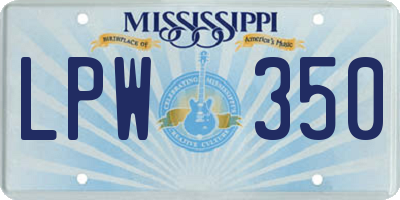 MS license plate LPW350