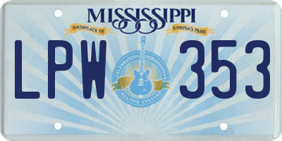 MS license plate LPW353