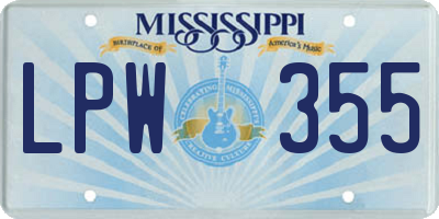 MS license plate LPW355