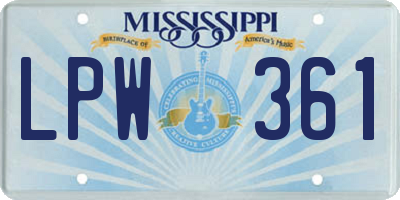MS license plate LPW361