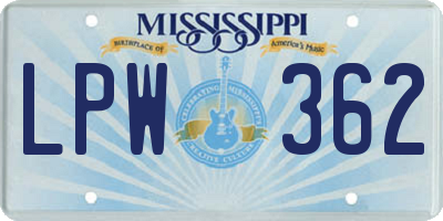 MS license plate LPW362
