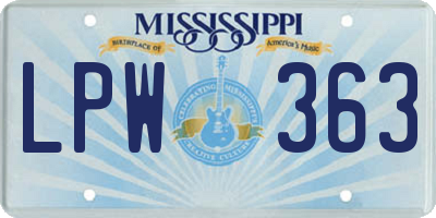 MS license plate LPW363