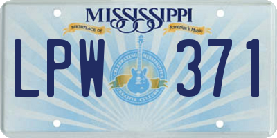 MS license plate LPW371