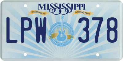 MS license plate LPW378